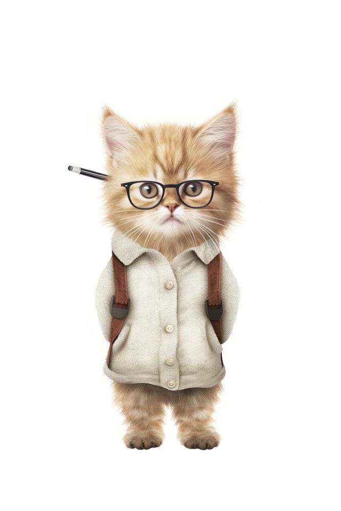 Kitten glasses animal mammal. AI generated Image by rawpixel.