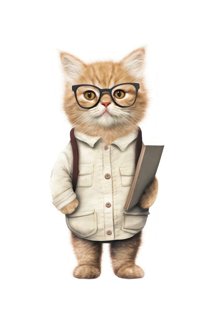 Kitten glasses portrait animal. AI generated Image by rawpixel.