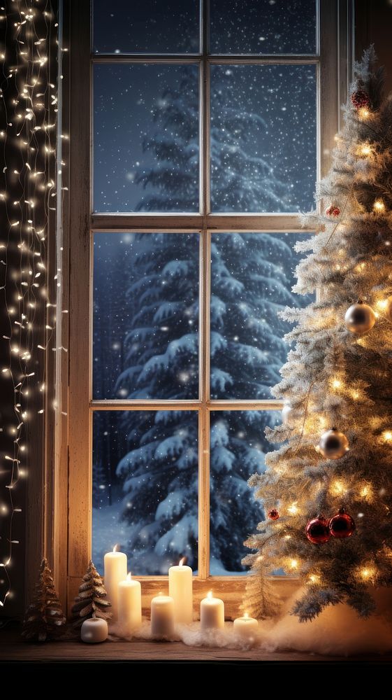 Window christmas plant tree. AI generated Image by rawpixel.