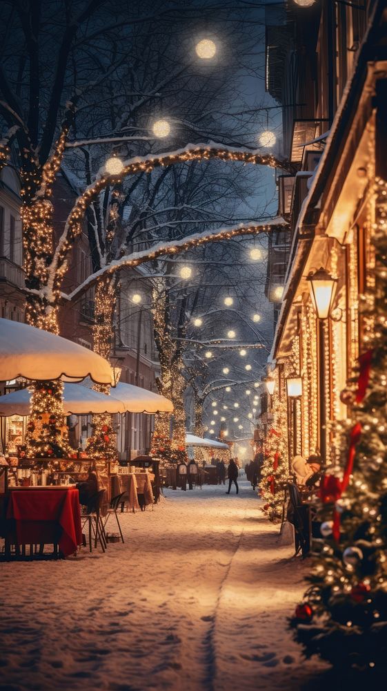 Christmas night outdoors lighting festival. AI generated Image by rawpixel.