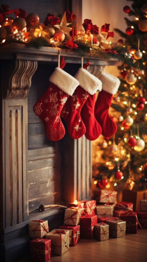 Christmas Stockings christmas illuminated celebration. AI generated Image by rawpixel.