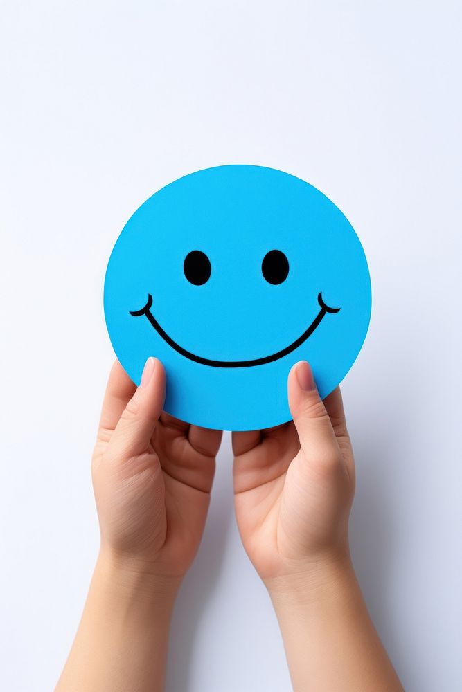 Smile face hand finger blue. AI generated Image by rawpixel.