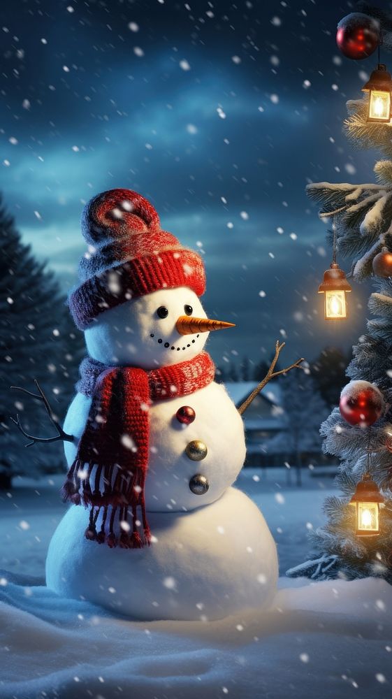 Snow man christmas outdoors snowman