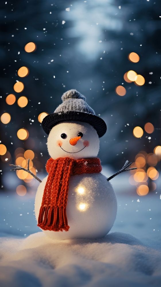 Snow man christmas outdoors snowman