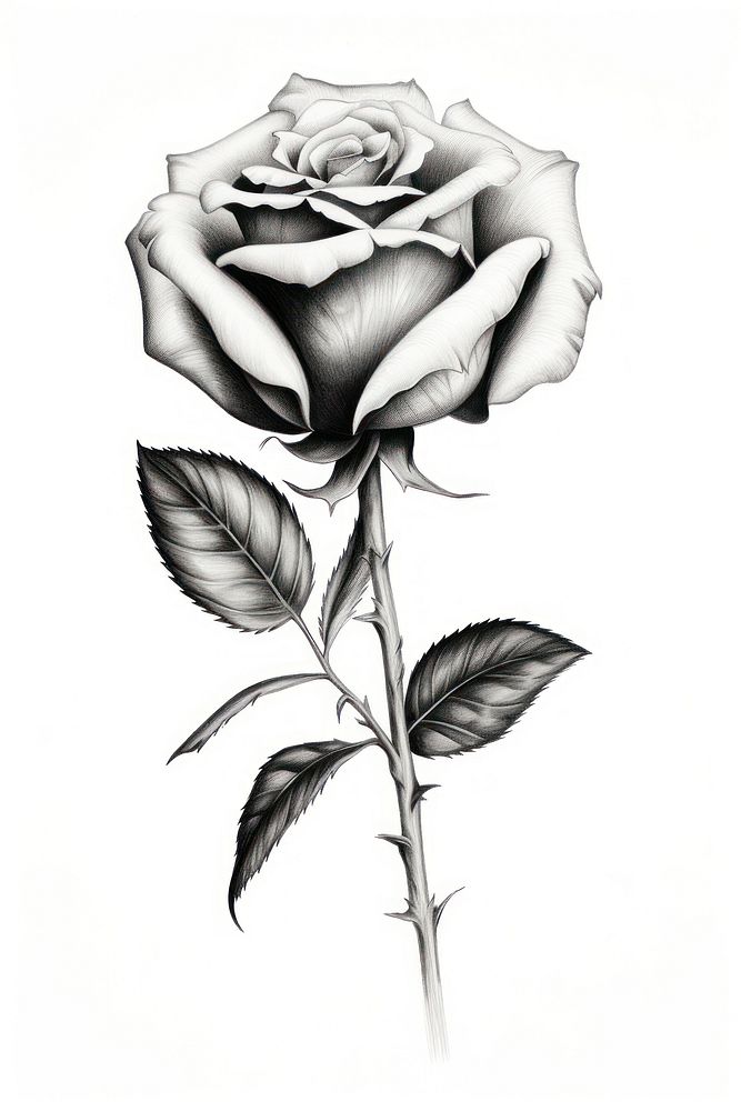  Vintage rose flower drawing sketch plant. AI generated Image by rawpixel.