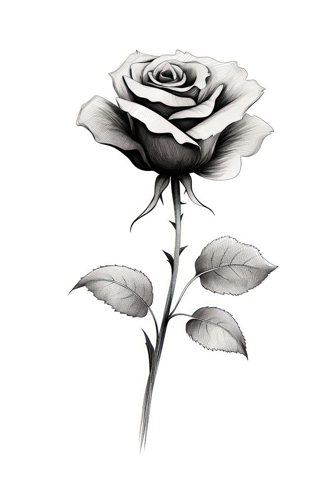  Vintage rose flower drawing sketch plant. AI generated Image by rawpixel.