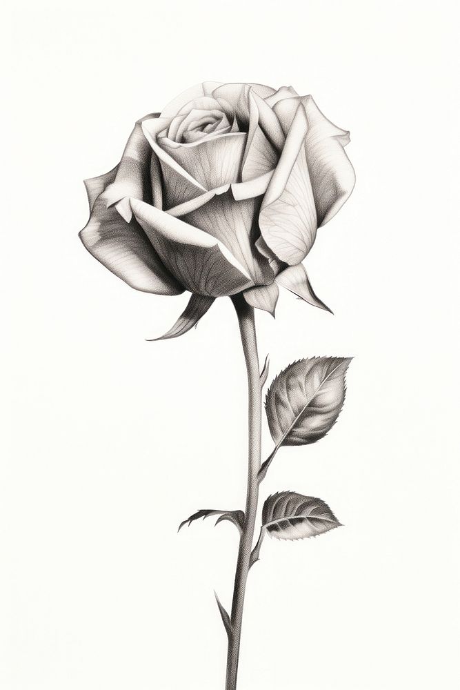  Rose drawing sketch flower. AI generated Image by rawpixel.