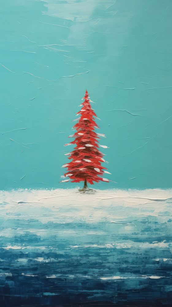 Christmas tree painting plant snow. AI generated Image by rawpixel.