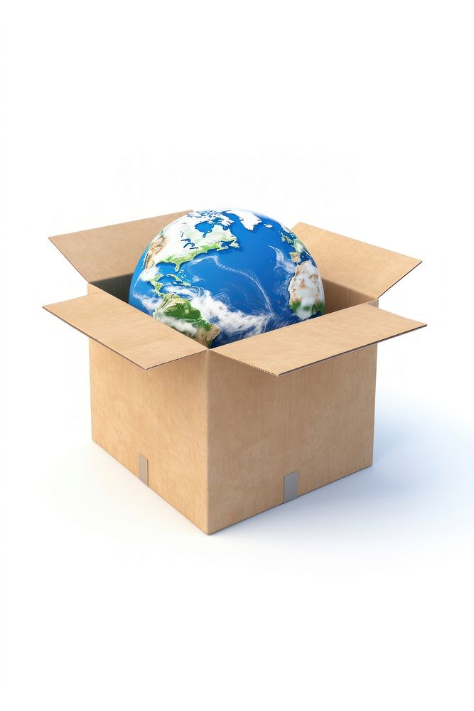 Planet globe in cardboard box. AI generated Image by rawpixel.