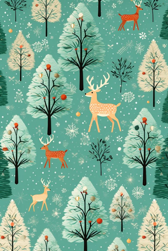 Christmas patterns backgrounds mammal tree