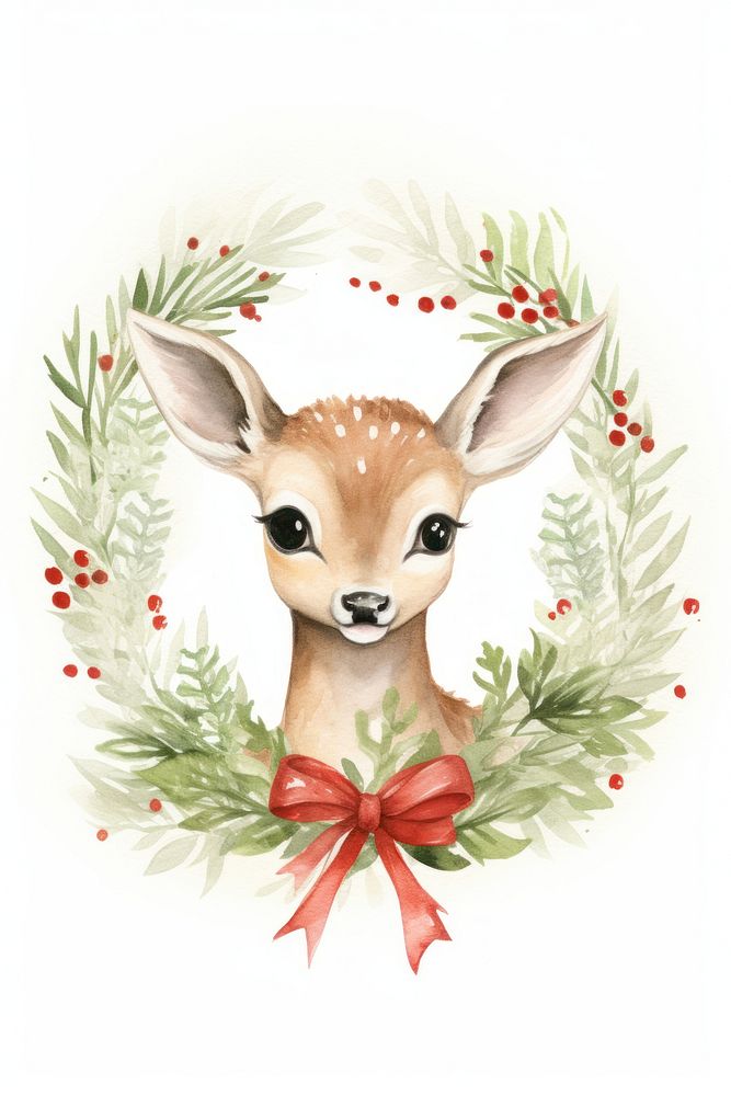 Christmas mammal animal wreath. AI generated Image by rawpixel.