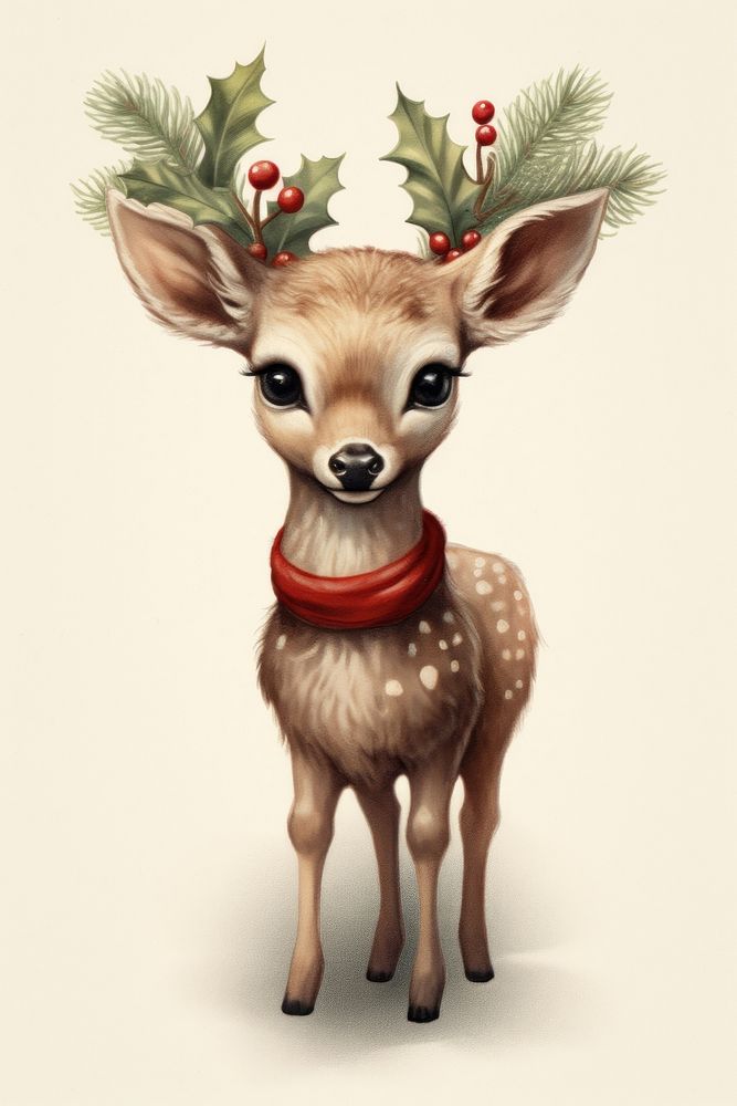 Christmas mammal animal deer. AI generated Image by rawpixel.