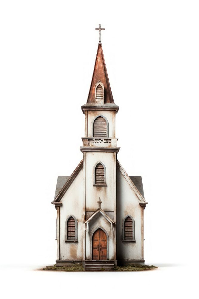 Retro church architecture building steeple. AI generated Image by rawpixel.