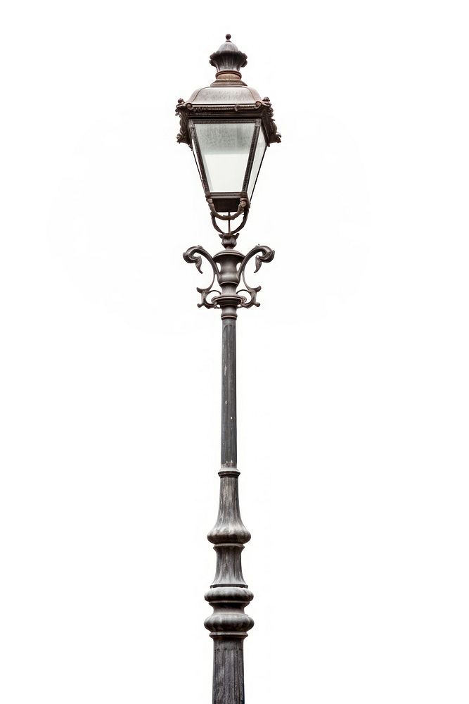 Vintage Street Lamp lamp street white background. AI generated Image by rawpixel.
