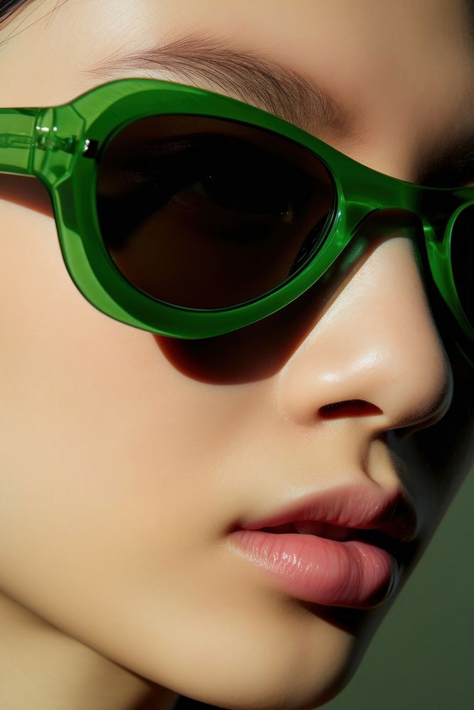 Asian woman wearing green sunglasses. AI generated Image by rawpixel.