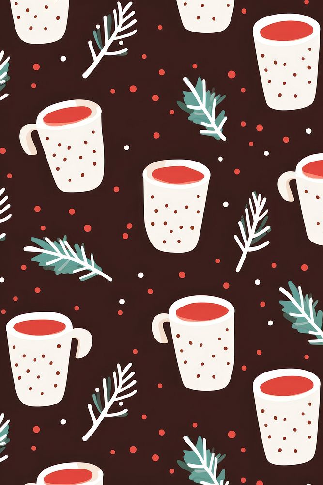 Christmas hot chocolate pattern backgrounds coffee drink. AI generated Image by rawpixel.