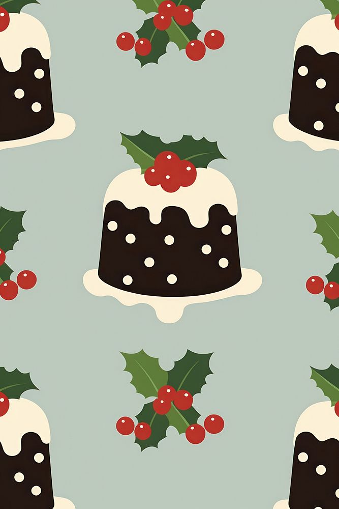 Christmas pudding pattern backgrounds dessert icing. AI generated Image by rawpixel.