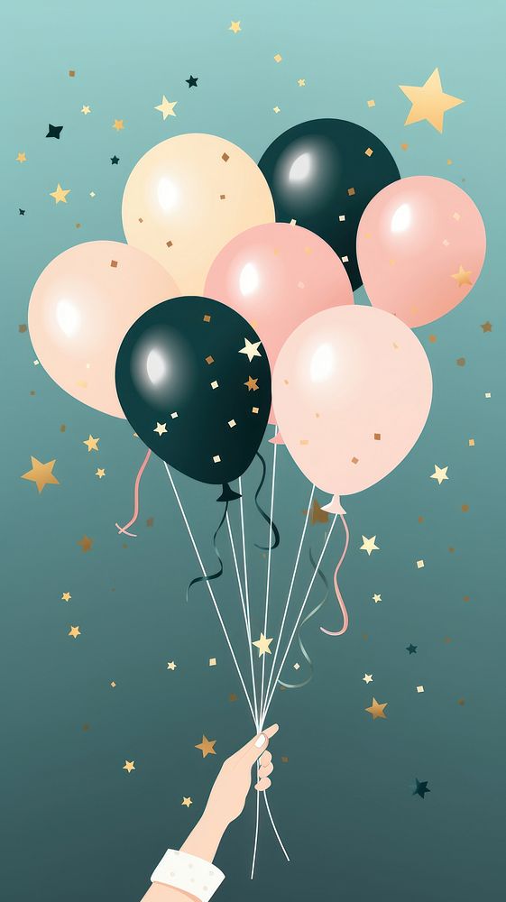 Balloon confetti illuminated celebration. AI generated Image by rawpixel.