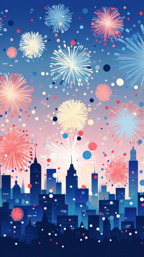 Fireworks confetti outdoors city. AI generated Image by rawpixel.