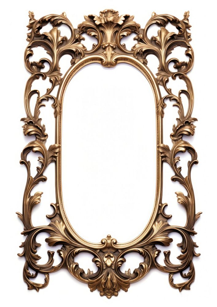 Crescent design frame vintage mirror photo white background. AI generated Image by rawpixel.