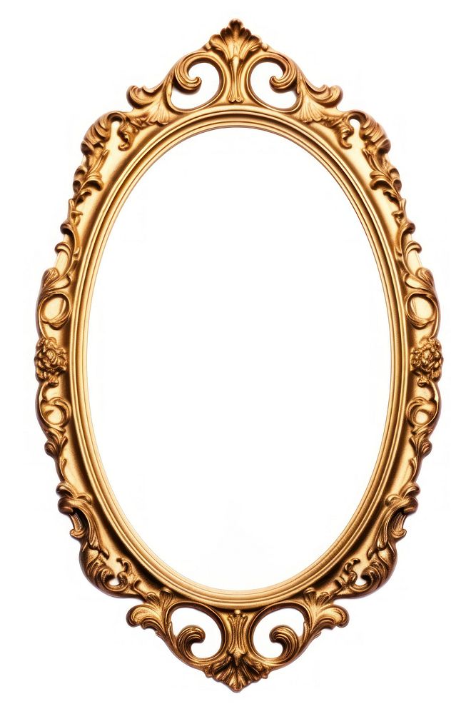 Gold Oval jewelry mirror frame. AI generated Image by rawpixel.