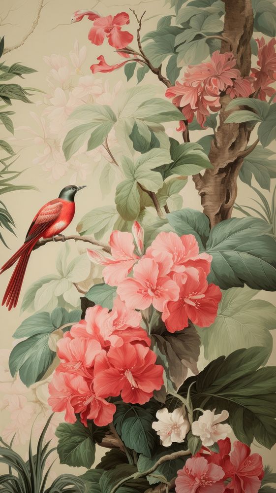 Botanical aesthetic painting pattern flower. AI generated Image by rawpixel.