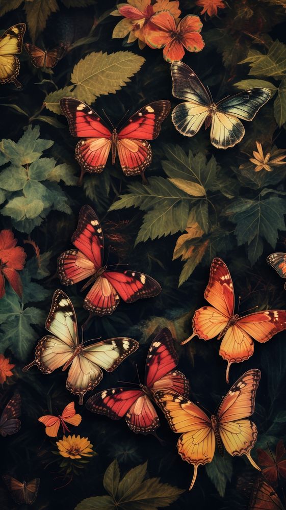 Butterfly aesthetic animal insect plant. AI generated Image by rawpixel.