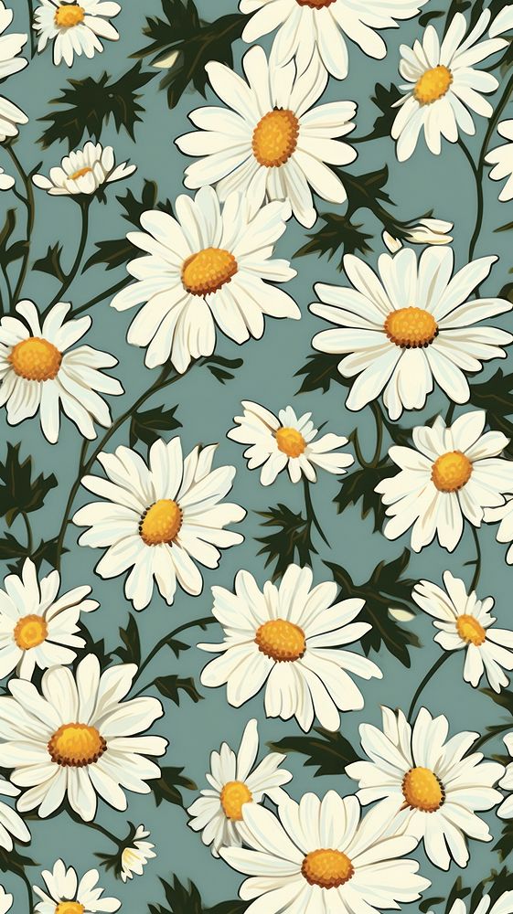 Daisy illustration wallpaper pattern flower. AI generated Image by rawpixel.