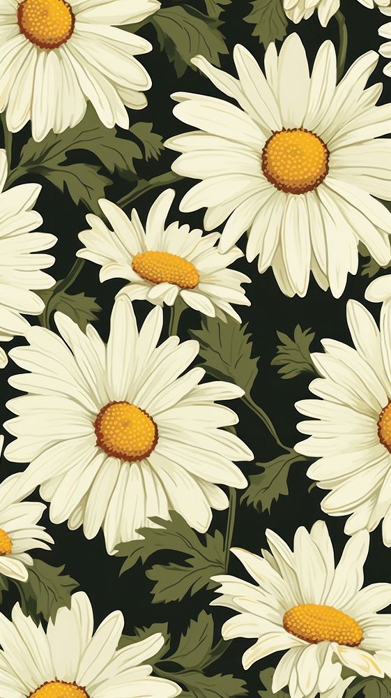 Daisy illustration wallpaper flower plant. AI generated Image by rawpixel.