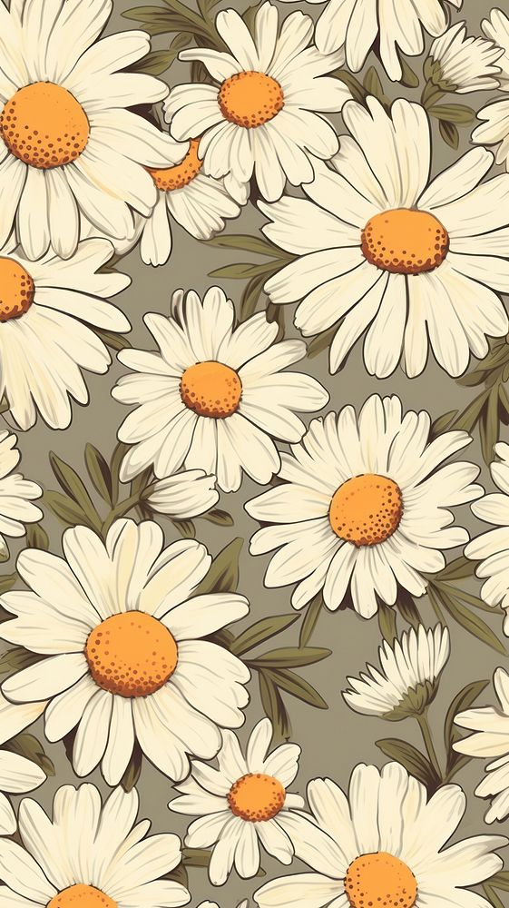 Daisy illustration wallpaper pattern flower. AI generated Image by rawpixel.