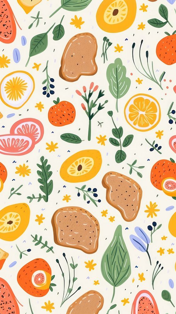 Food pattern illustrated plant. AI generated Image by rawpixel.
