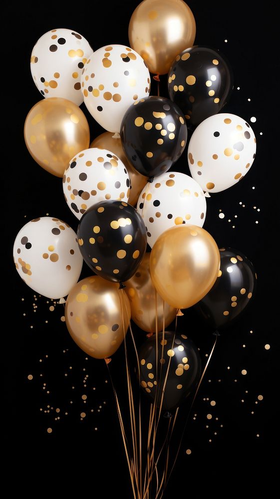 Balloon confetti gold celebration. AI generated Image by rawpixel.