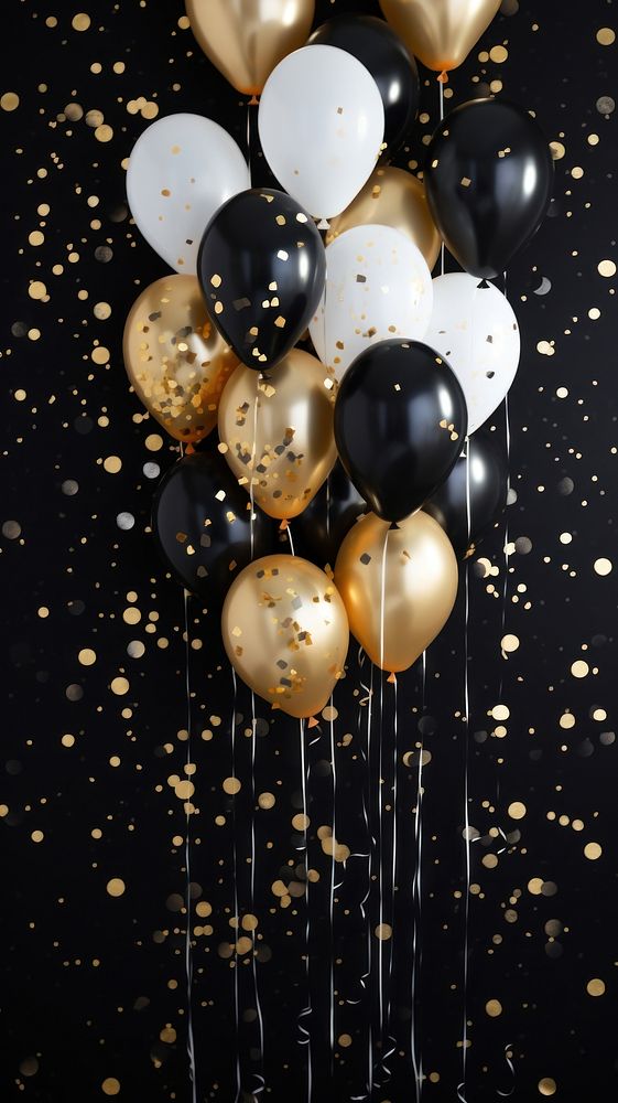 Balloon confetti black celebration. AI generated Image by rawpixel.