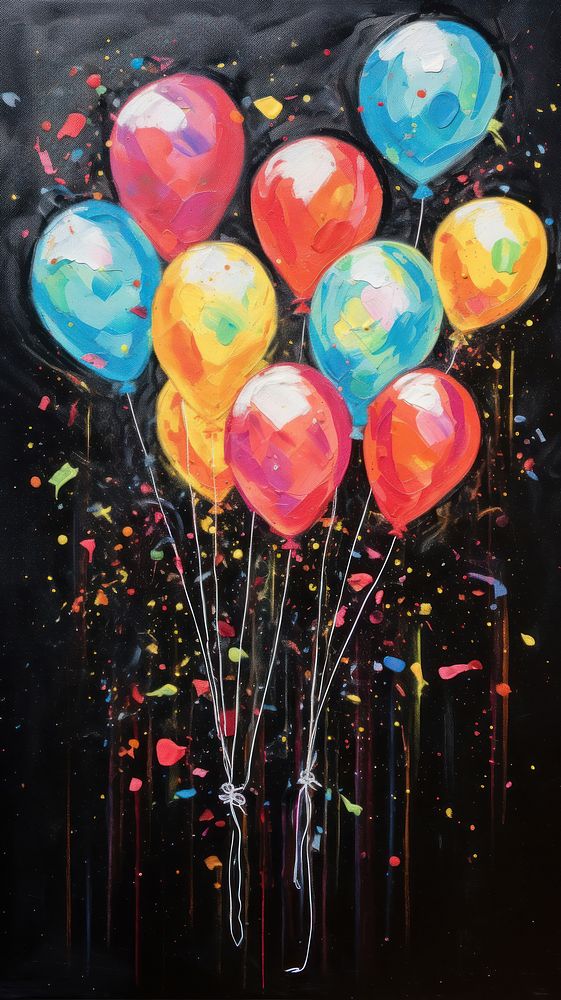 Balloon painting confetti drawing. AI | Free Photo Illustration - rawpixel