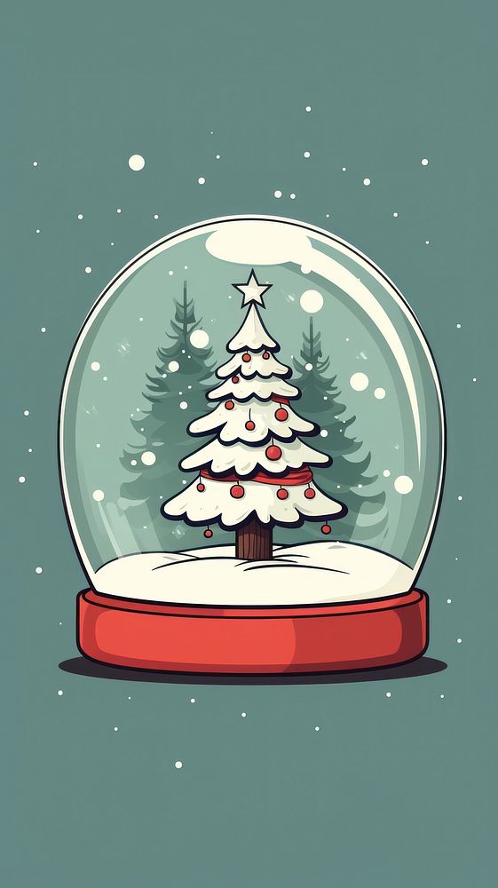 Snowglobe christmas cartoon plant. AI generated Image by rawpixel.