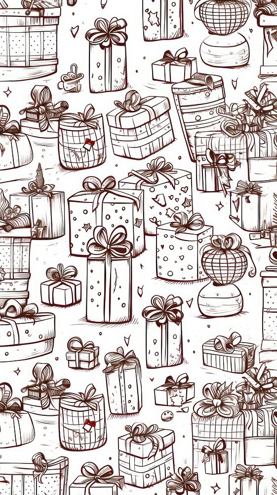 Presents christmas pattern cartoon. AI generated Image by rawpixel.