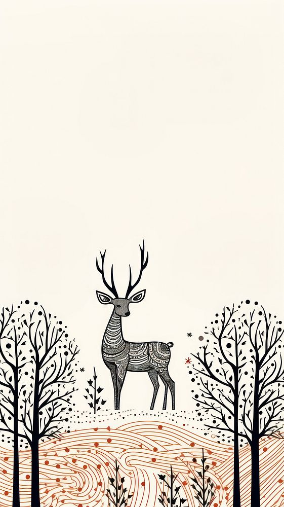Reindeer art wildlife cartoon. AI generated Image by rawpixel.