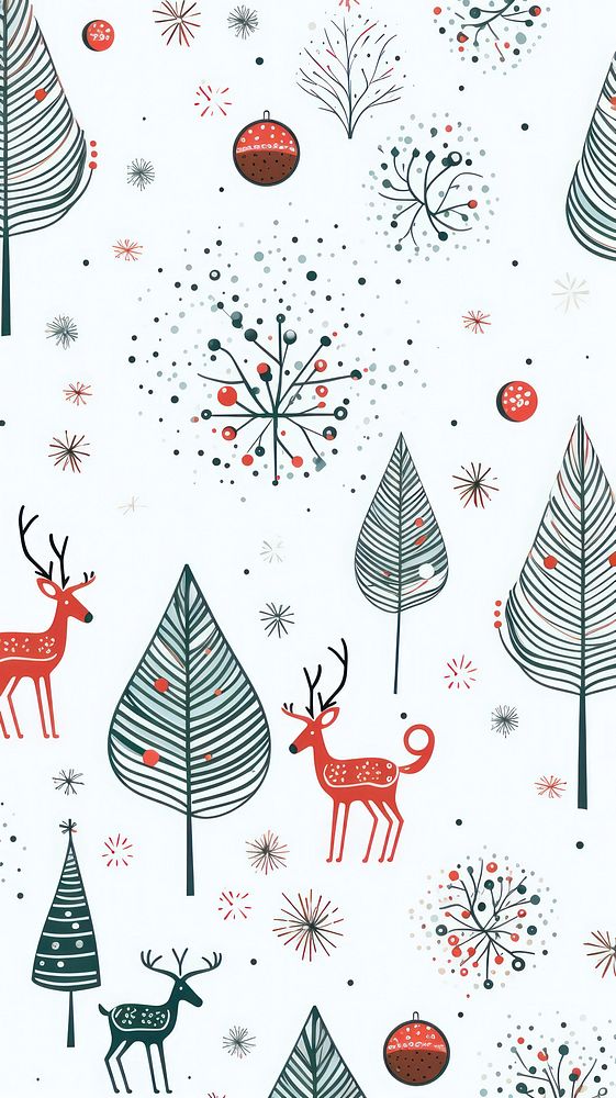 Reindeer christmas pattern cartoon. AI generated Image by rawpixel.