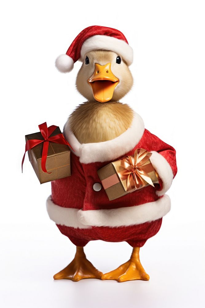 Duck holding Christmas gift. AI generated Image by rawpixel.