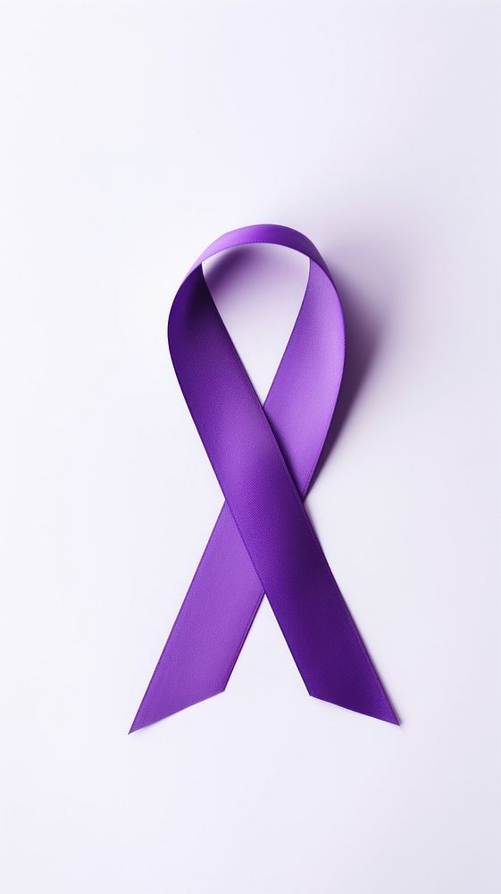 Purple ribbon cancer symbol white background accessories. AI generated Image by rawpixel.