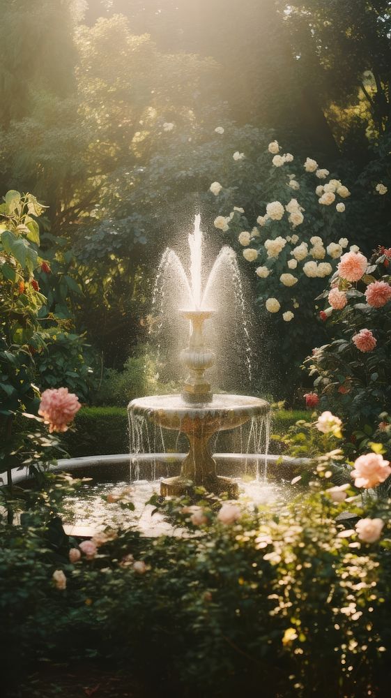 Garden fountain outdoors nature. AI generated Image by rawpixel.
