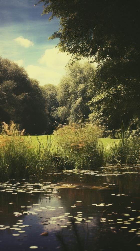 Pond landscape outdoors woodland. AI generated Image by rawpixel.