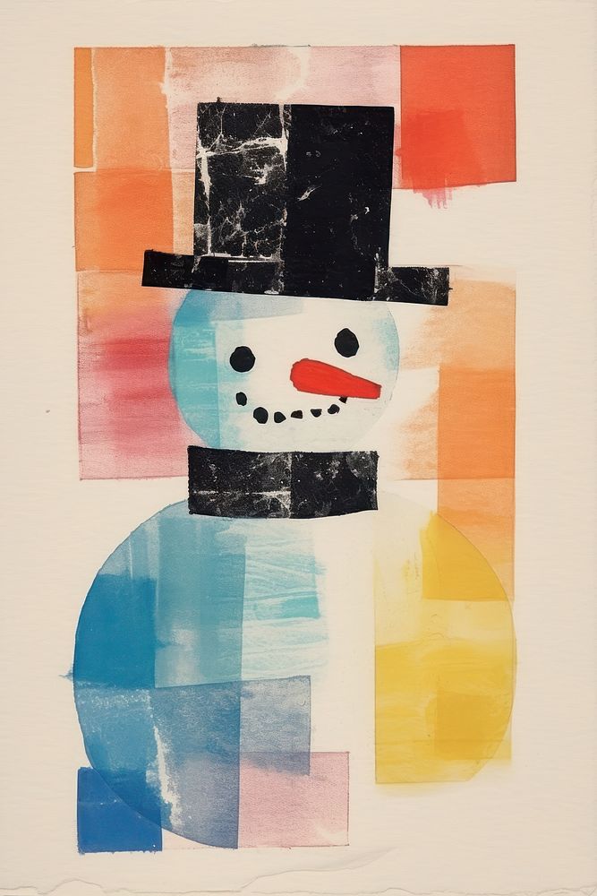 Snow man collage art painting. AI generated Image by rawpixel.