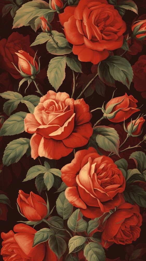 Roses painting flower plant. AI generated Image by rawpixel.
