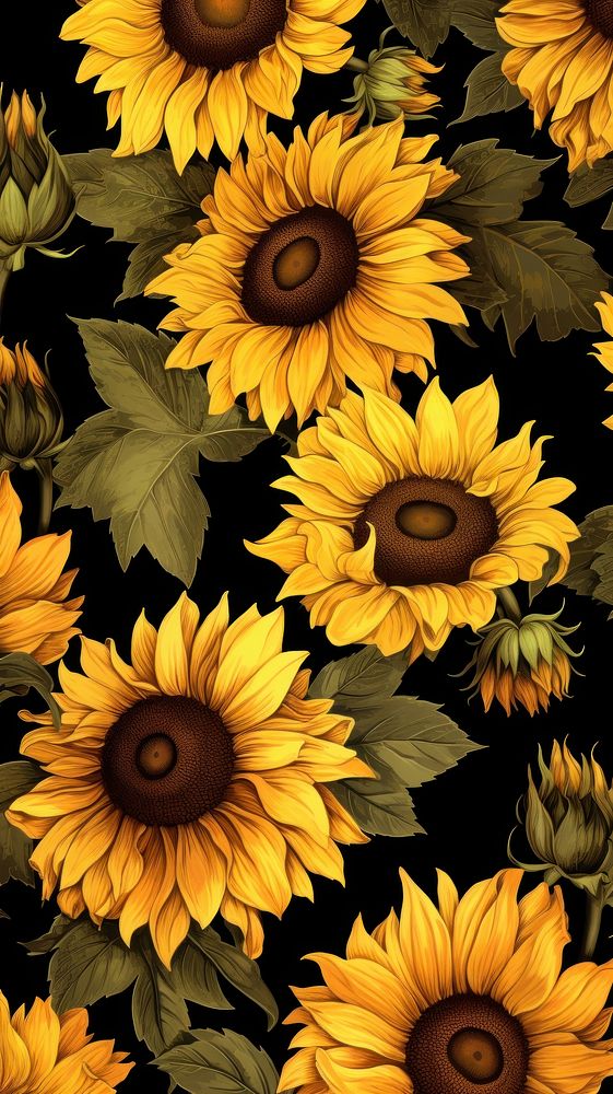 Sunflower wallpaper plant inflorescence. AI generated Image by rawpixel.