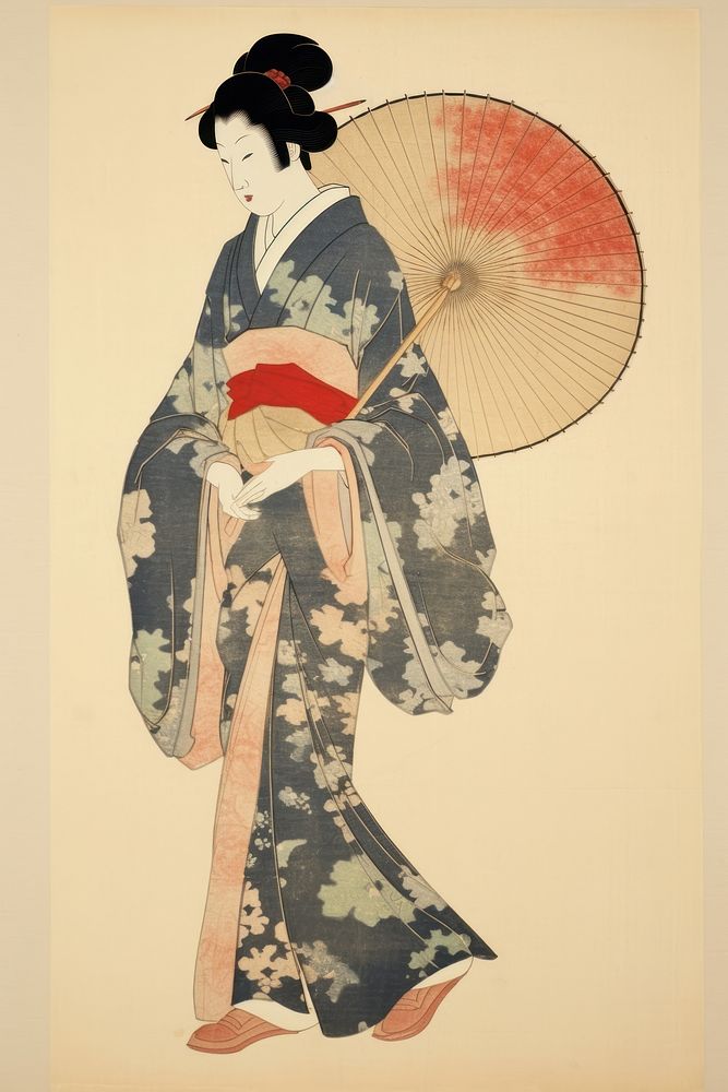 Painting kimono robe art. AI generated Image by rawpixel.