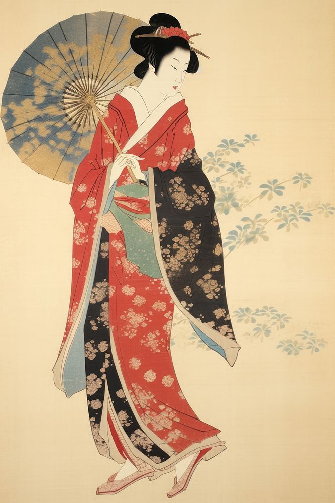 Painting kimono woman robe. AI generated Image by rawpixel.