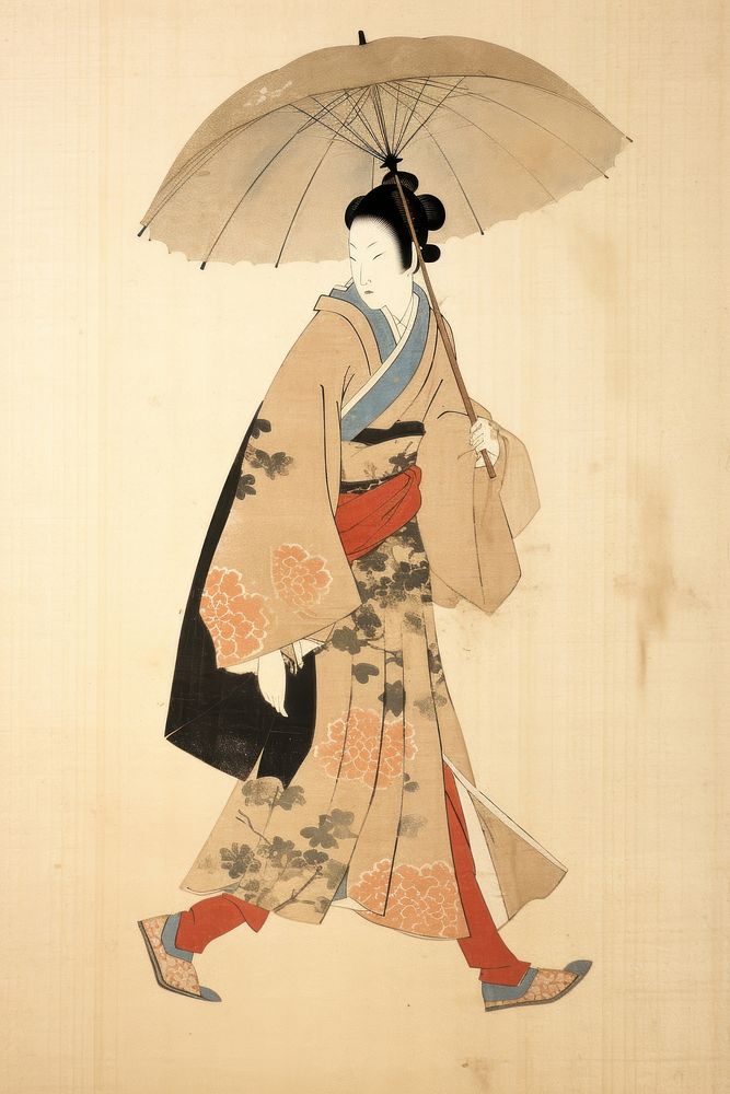 Umbrella painting fashion kimono. AI generated Image by rawpixel.