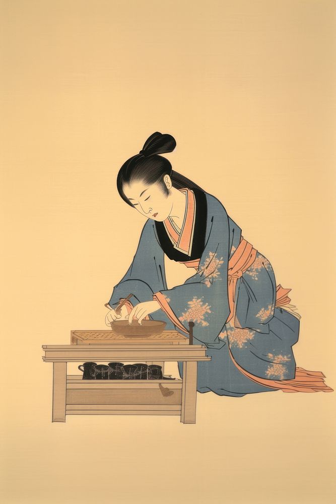 A woman cooking kimono adult robe. AI generated Image by rawpixel.