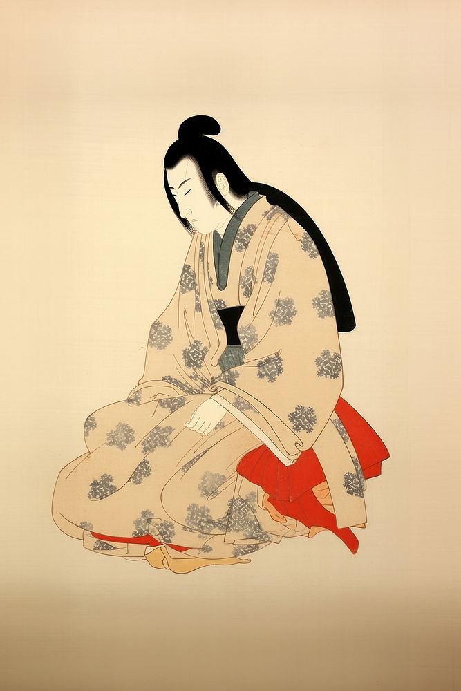 Art sitting kimono adult. AI generated Image by rawpixel.